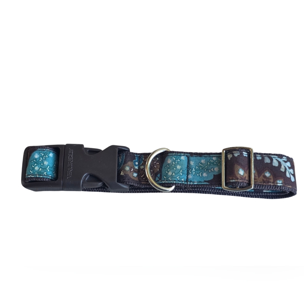 Vera Bradley Brown & Blue Paisley 14" Total Length Dog Collar